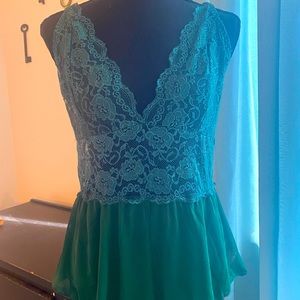 NWOT, SHEIN Plus Contrast Floral Lace Bodice Crotchless Romper/Bodysuit